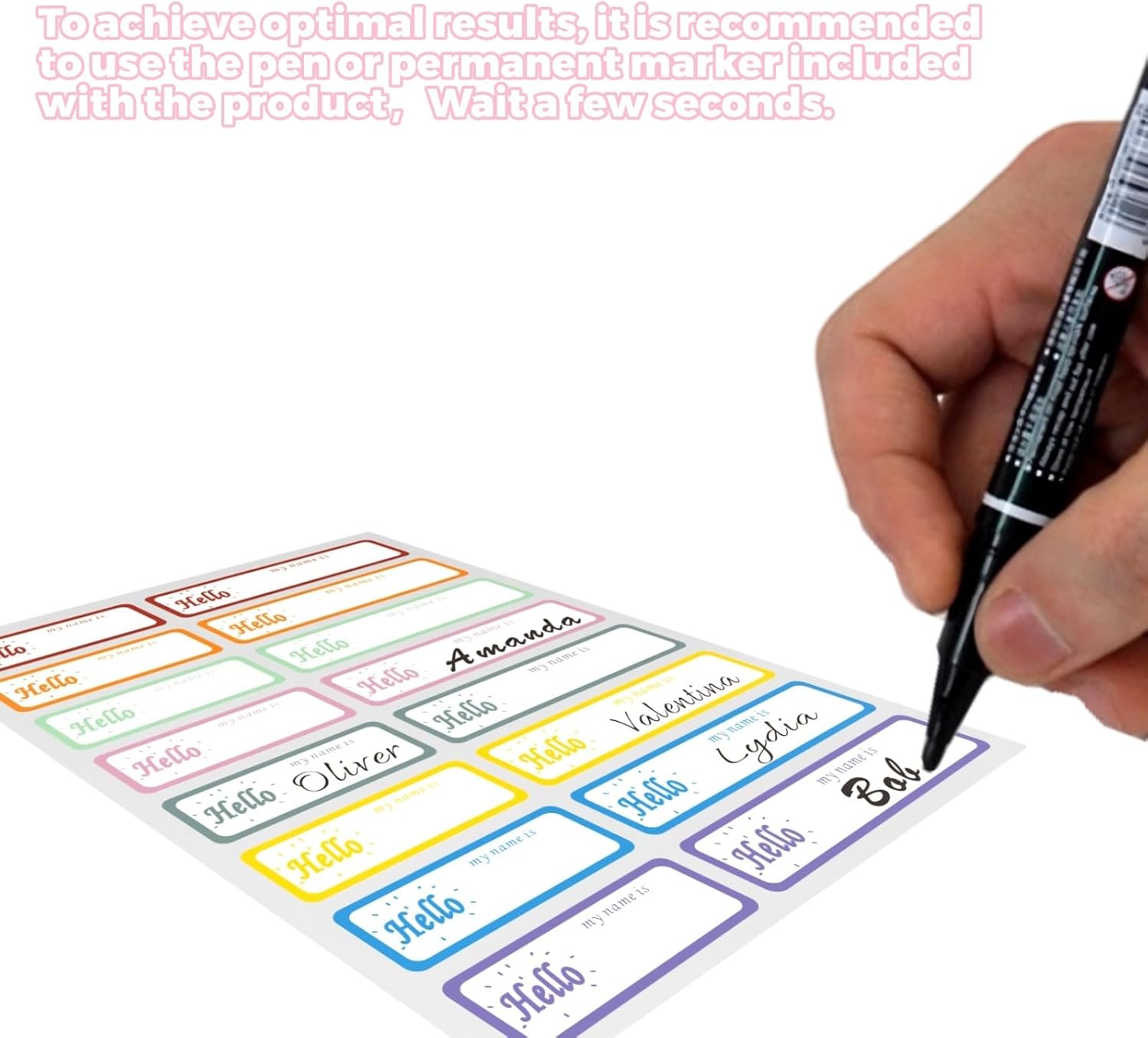 320PCS Waterproof Labels,Washable Waterproof Stickers for Office and Stationery, Reusable Sticky Bottle Tags with Marker – Self-Adhesive Labels for Water Bottles, Boxes - Image 4