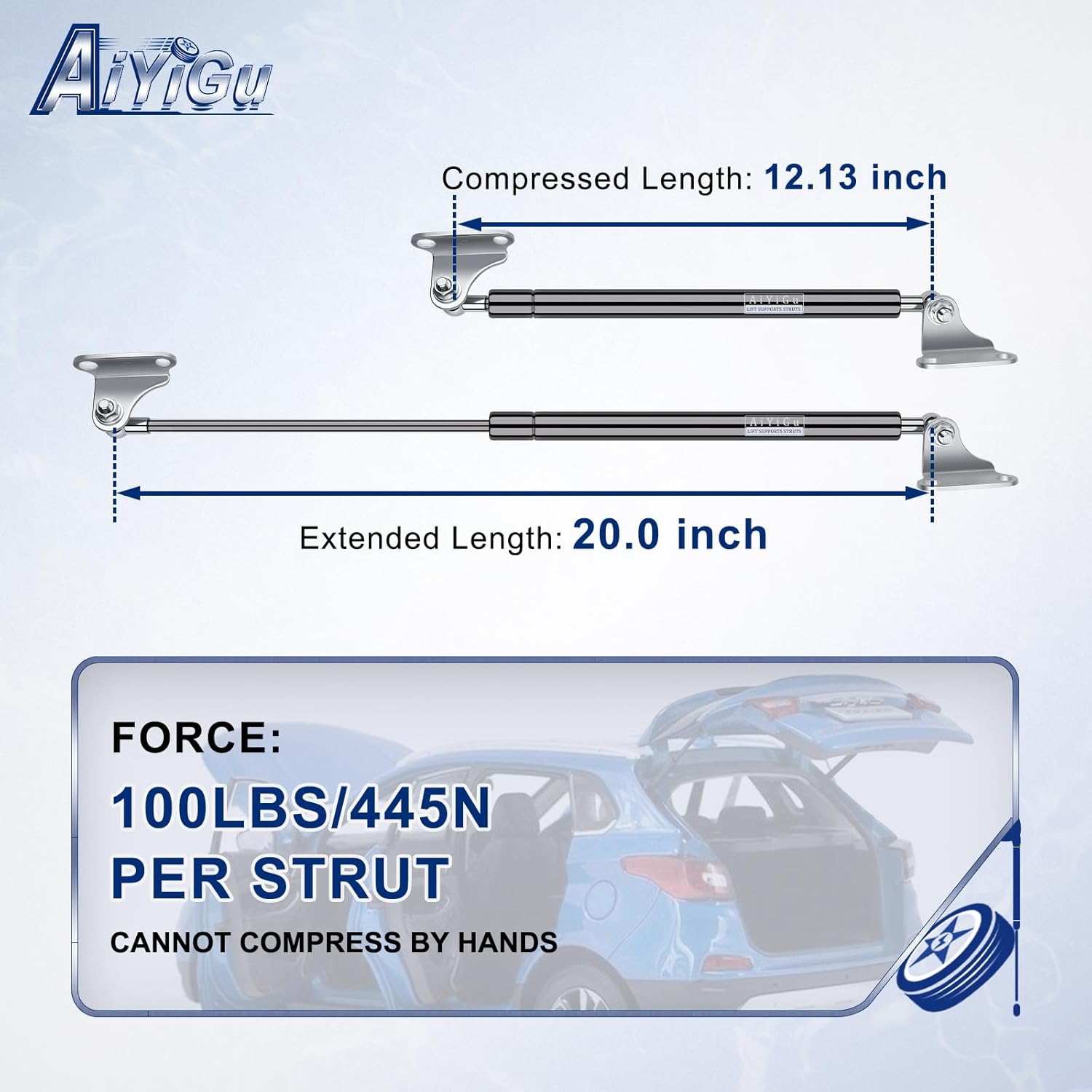 20 Inch 100LB/445N Gas Shock Strut Spring Lift Support for Heavy Hydraulic lid RV Bed Kit DIY Truck Canopy Window Cabinet Door Tool Box Basement Boat Hatch Mattress (fit 80-110 lbs)