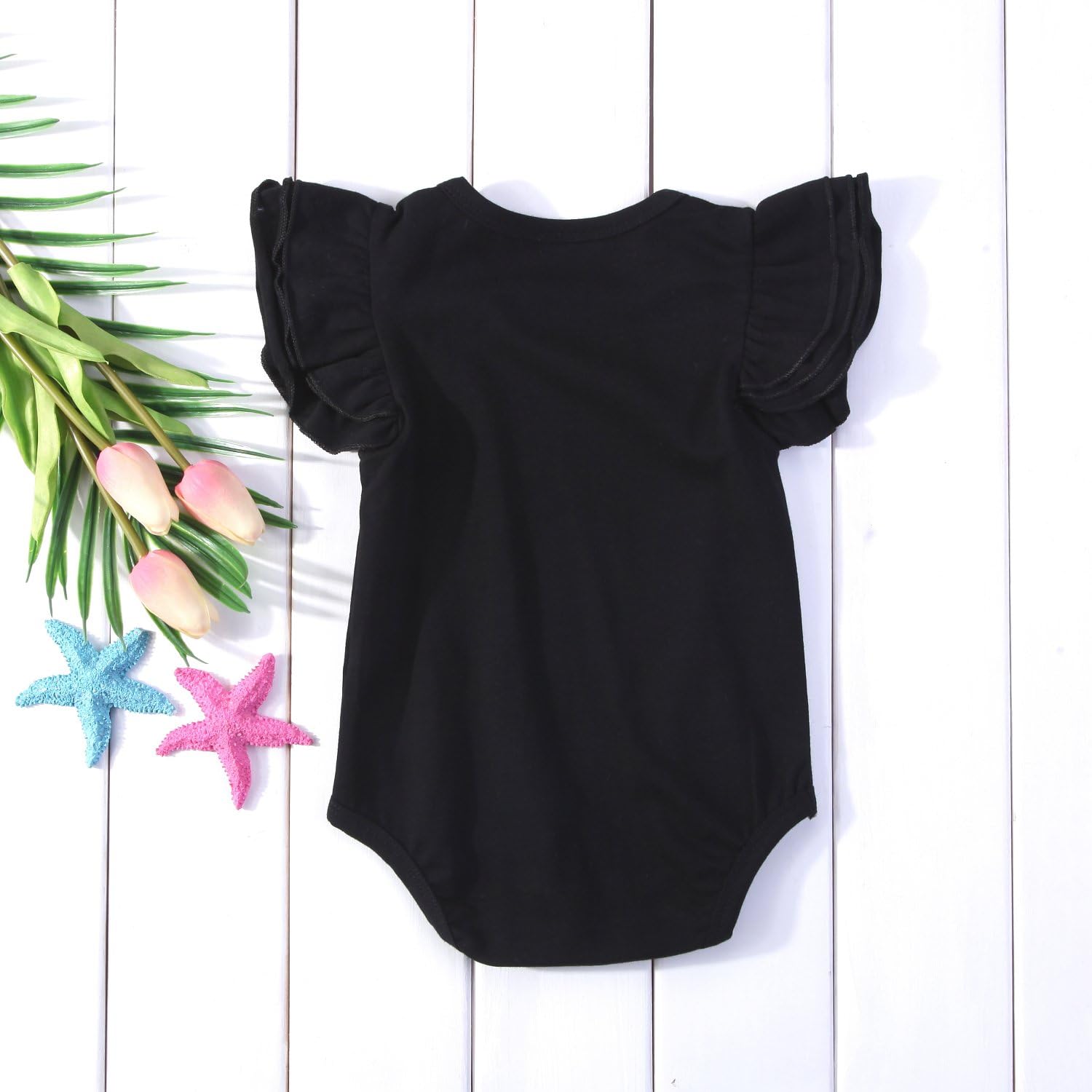 Mubineo Infant Baby Girl Basic Ruffle Short Sleeve Cotton Romper Bodysuit Tops Clothes - Image 5