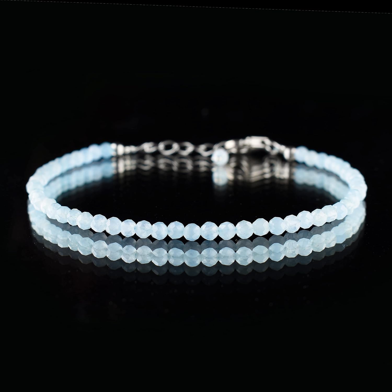 InfinityGemsArt Natural Stone Beads Dainty Bracelet Jewelry for Women, Crystals and Gemstones Birthstone 925 Sterling Silver Chain 8 inch Gifts For her - Image 2