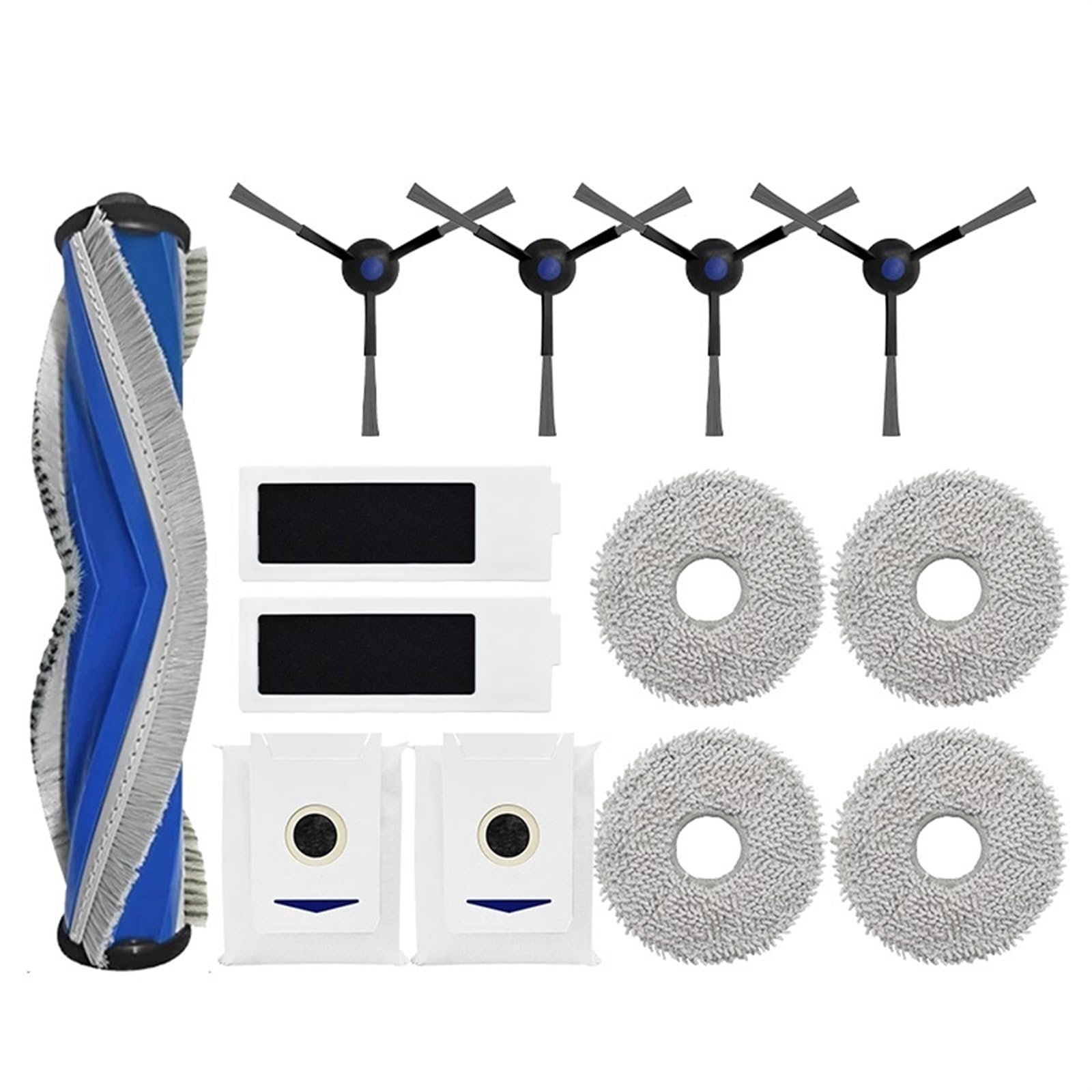 eufeifeiegds For T30S/T30S Staubsaugerzubehör Ersatzteilset Haupt-/Seitenbürste, Filter, Wischlappen, Staubbeutel wefeiegds(13PCS)