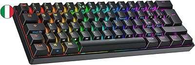 Ranked S60 Supernova Tastiera da Gioco Meccanica Mini 60% | Hotwap Gaming Keyboard | 62 Tasti LED RGB | Cavo USB | Per Mac, PC Windows | Layout italiano QWERTY (Nero, Gateron Optical Speed Yellow)