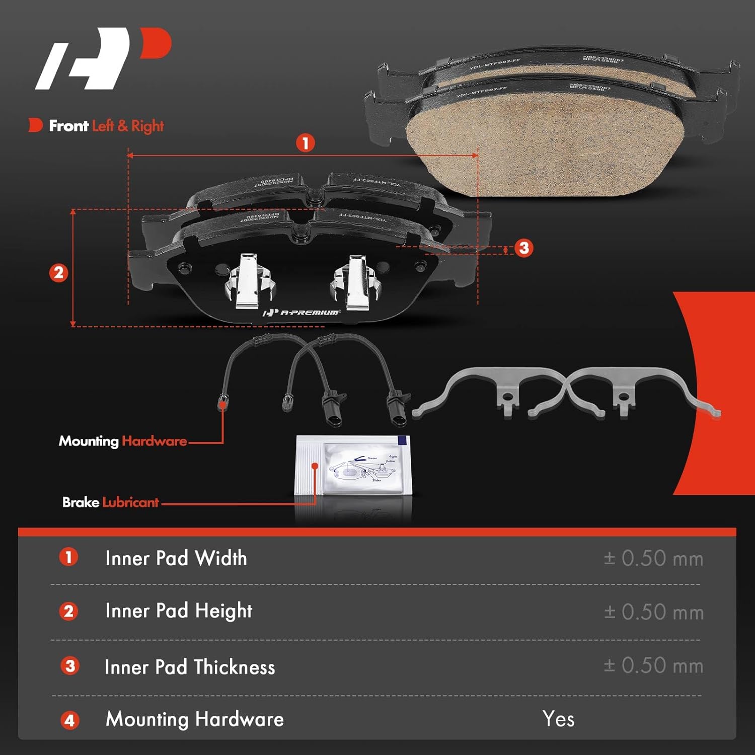 A-Premium Front Ceramic Brake Pads Set Compatible with Audi A6 2017-2018, A6 Quattro 2012-2019, A7 Quattro 2012-2018, A8 Quattro 2013-2018, S7 2015-2016, 2.0L 3.0L 4.0L, 4-Pack