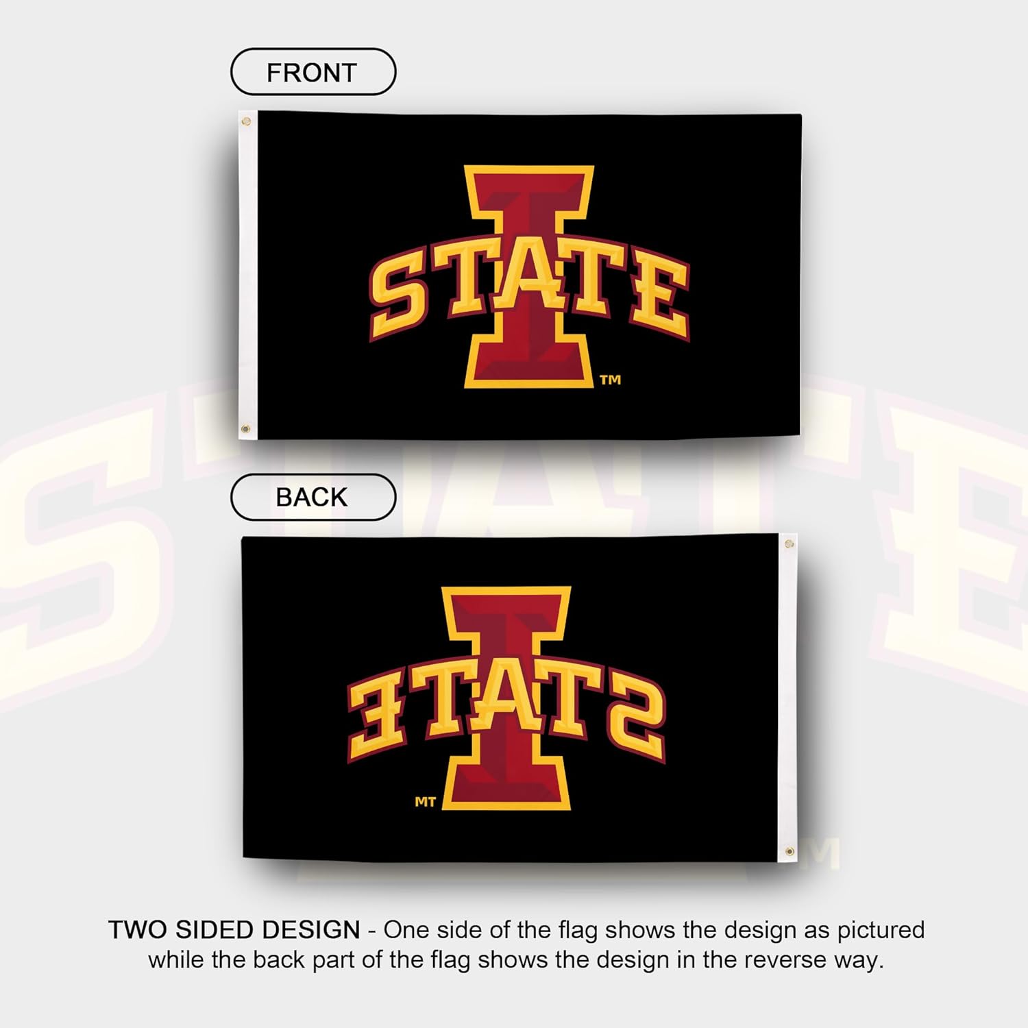 Desert Cactus Iowa State University 100% Polyester Indoor Outdoor 3x5 feet Banner ISU Cyclones (Flag C) - Image 2