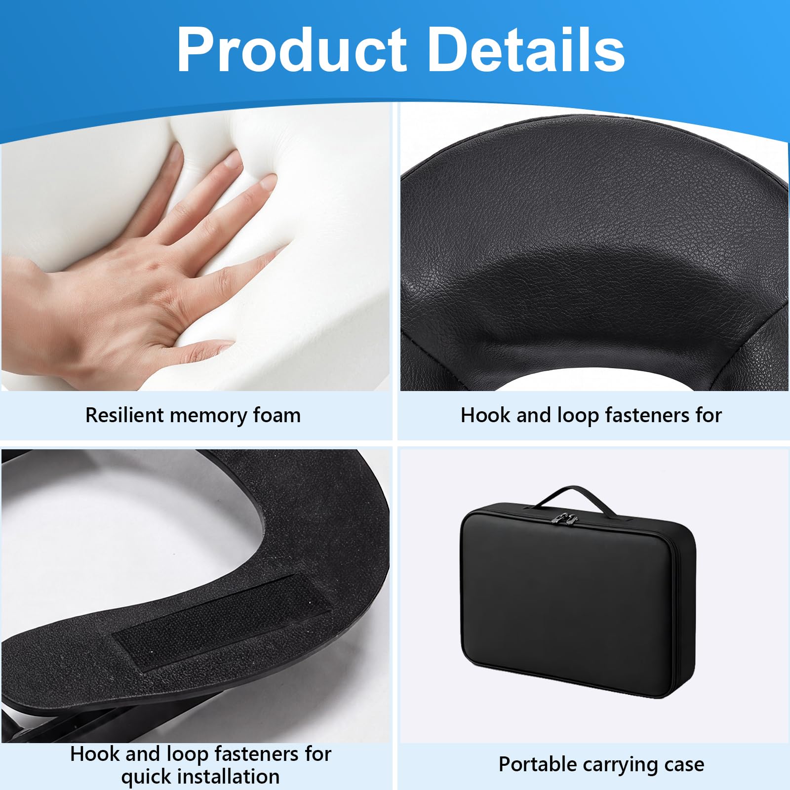 Massage Kopfstütze für Bett, Massagetisch Gesicht Wiege Mit Kissen, Massagekissen Kopf Loch, Massage Headrest for Bed für Matratzenstärke 14–45 cm