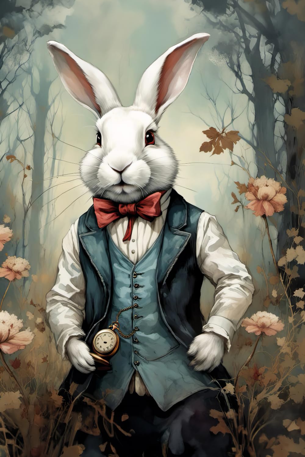 White Rabbit With Pocket Watch Journal (Wonderland Reimagined Notebooks): Blank Book (Diary) 6×9 Inch Ruled – 106 Lined White Pages, Gray Lines