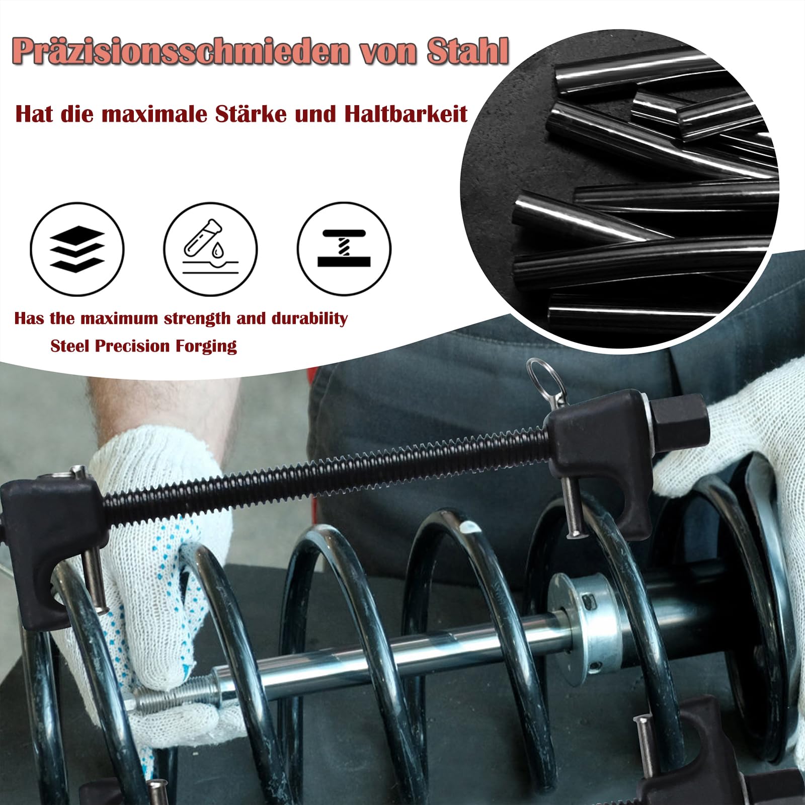 LZQ Set di 2 tensionatori a molla universali per auto, max. 375 mm, con scatola di immagazzinamento per molle di sospensione