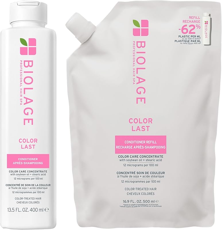 Color Last Conditioner and Refill Set – For Color-Treated Hair | Vegan, paraben-free, protects depth, hydrates, repairs damage, adds shine and vibrancy