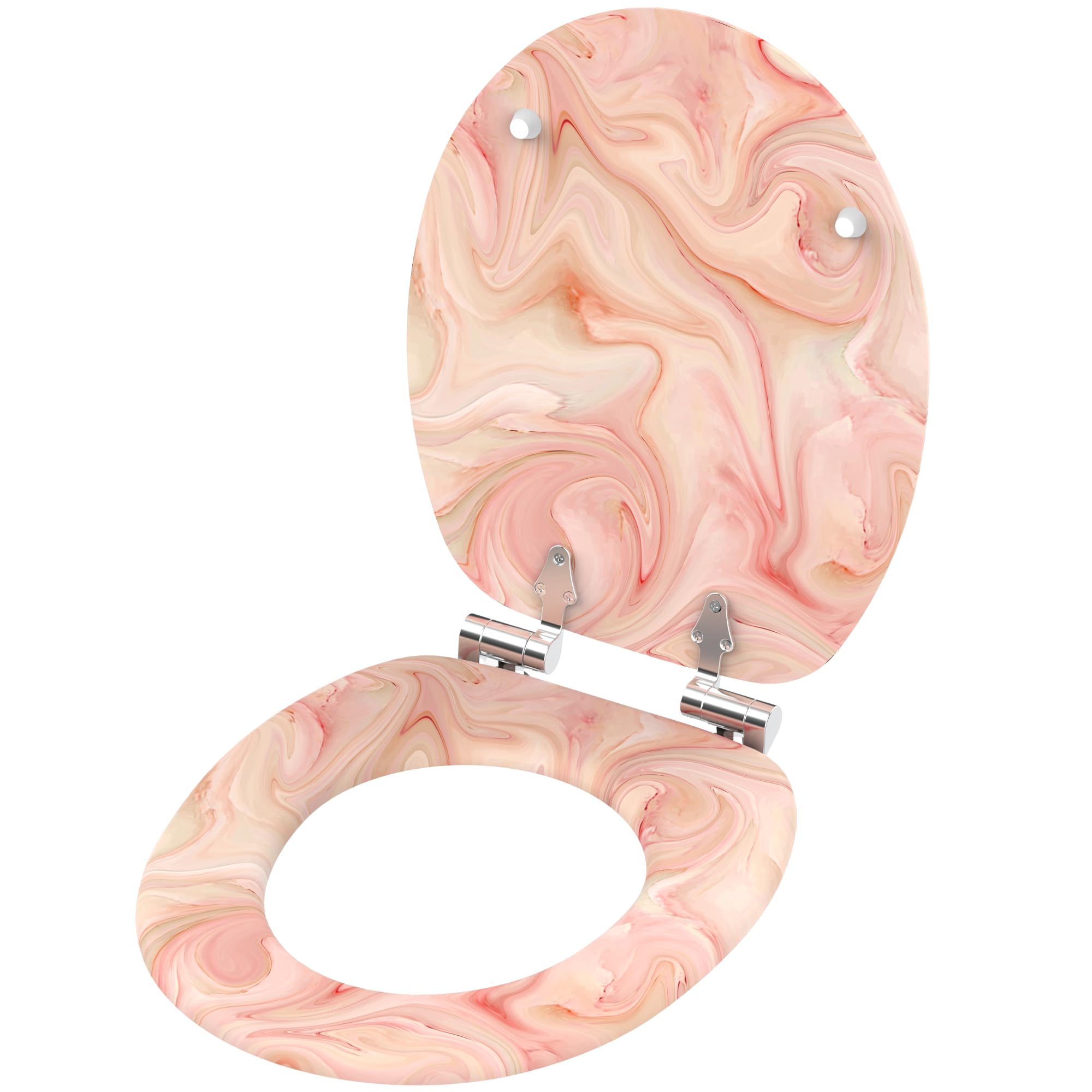 Sanilo Soft Close Toilet Seat, Wide Choice of Marble Toilet Seats, Stable Hinges, Easy to Mount (Marble Pink) - Image 4