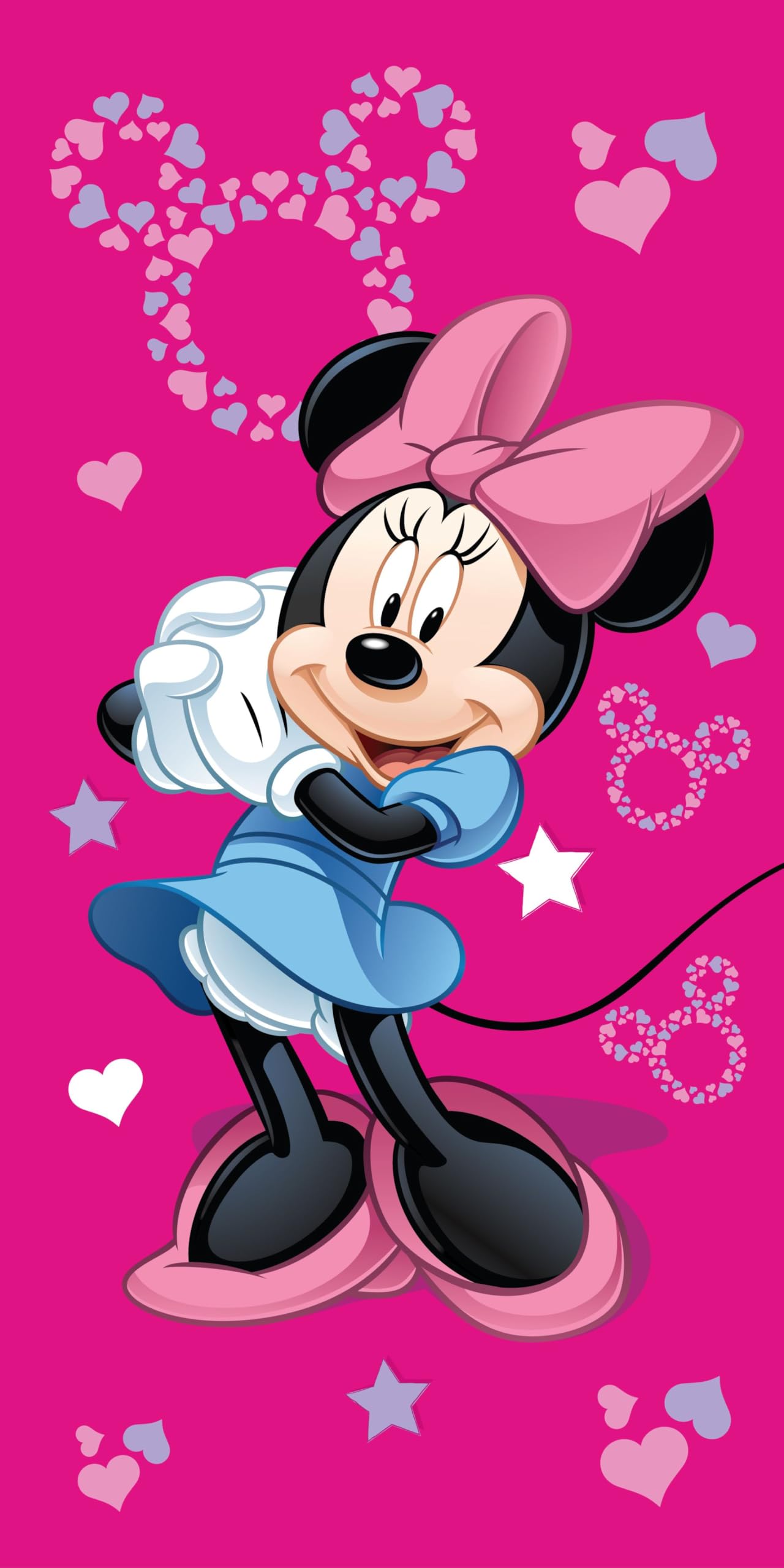 Jerry Fabrics Disney Minnie Mouse Beach & Bath Towel for Girls – 70x140 cm | 100% Cotton Terry Towel | Soft, Absorbent & Colorful Minnie Design | Perfect for Beach, Pool, Holiday or Bathtime