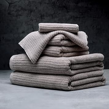 LUXOME Luxury Performance 6-Piece Bath Towel Set | Dual-Loop Design | Ultra Soft | Highly Absorbent | Quick Drying | Oyster Tan