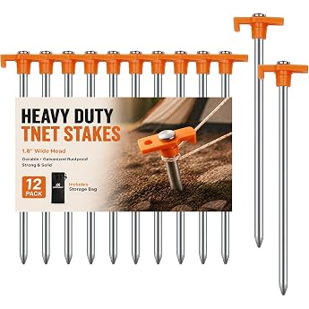Tent Pegs AVOFOREST Pegs Sturdy Camping Tent Accessories Long and Robust Pegs Ideal for Normal and Hard Floor 18 cm Orange 12 Pieces