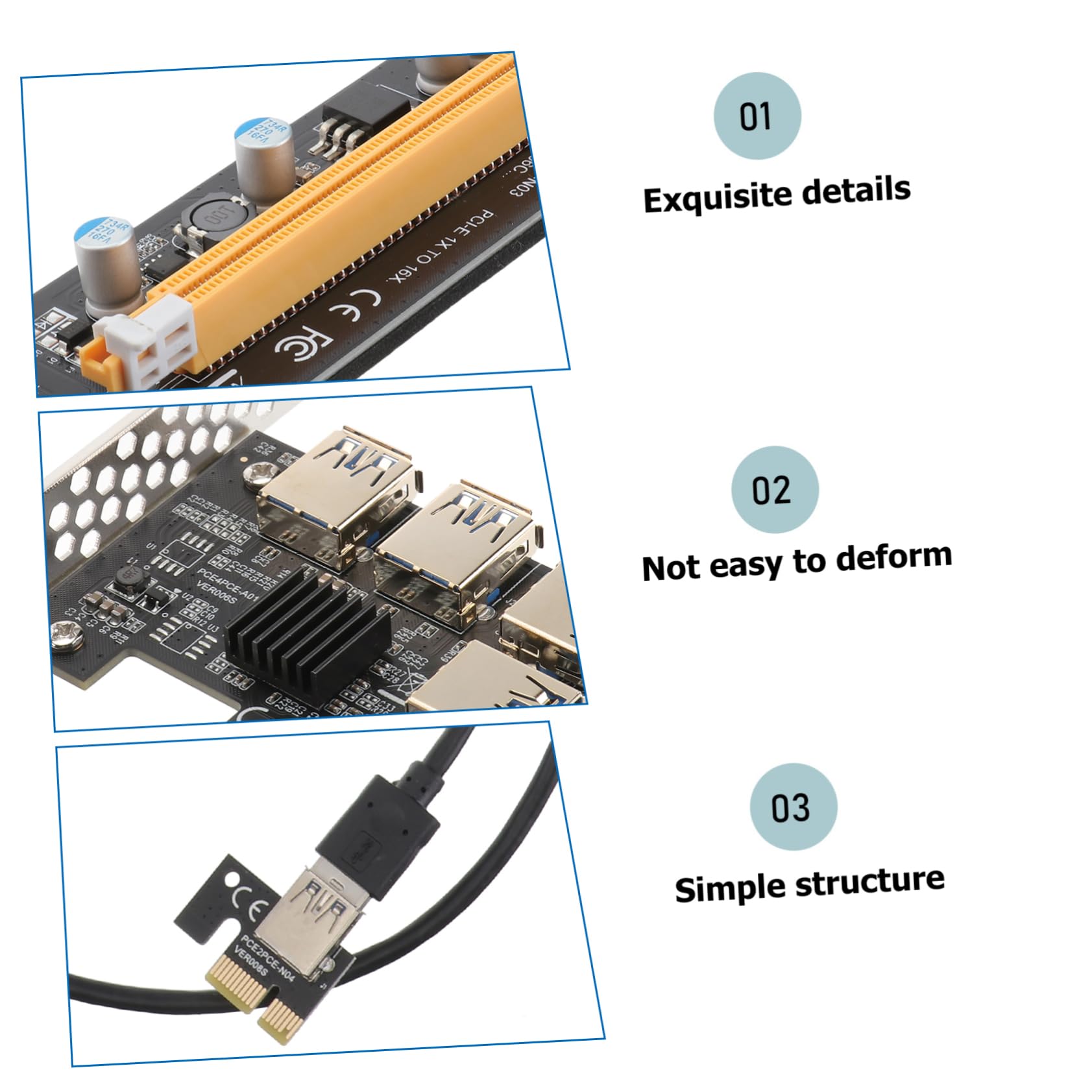 DOITOOL Pci-e Riser Card 1 to 4 Pcie Expansion Card USB 3.0 Mining Computer Accessory