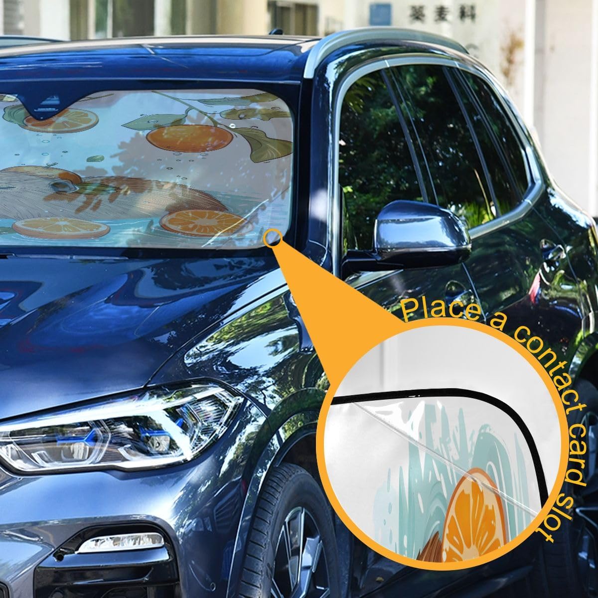 Car Windshield Sunshade Cute Capybara Swimming Pattern, Blocks Sun Visor Protector Foldable Sun Shield Keep Your Vehicle Cool, Fits Windshields of Most Sizes