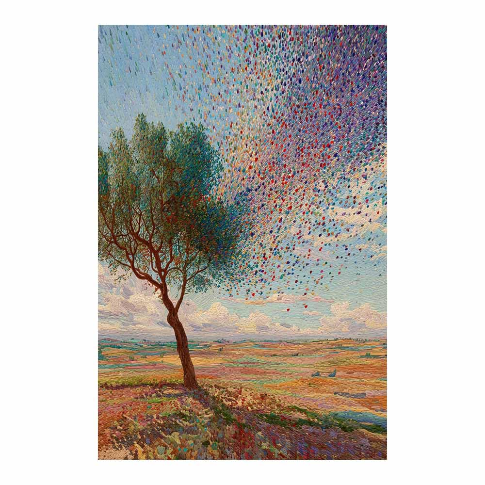 XENIOU Nature Wall Art Starry Glowing Tree canvas painting wall art, Living Room Bedroom Hallway Stairs Decoration.(Multicolor)-70x100cm Unframed