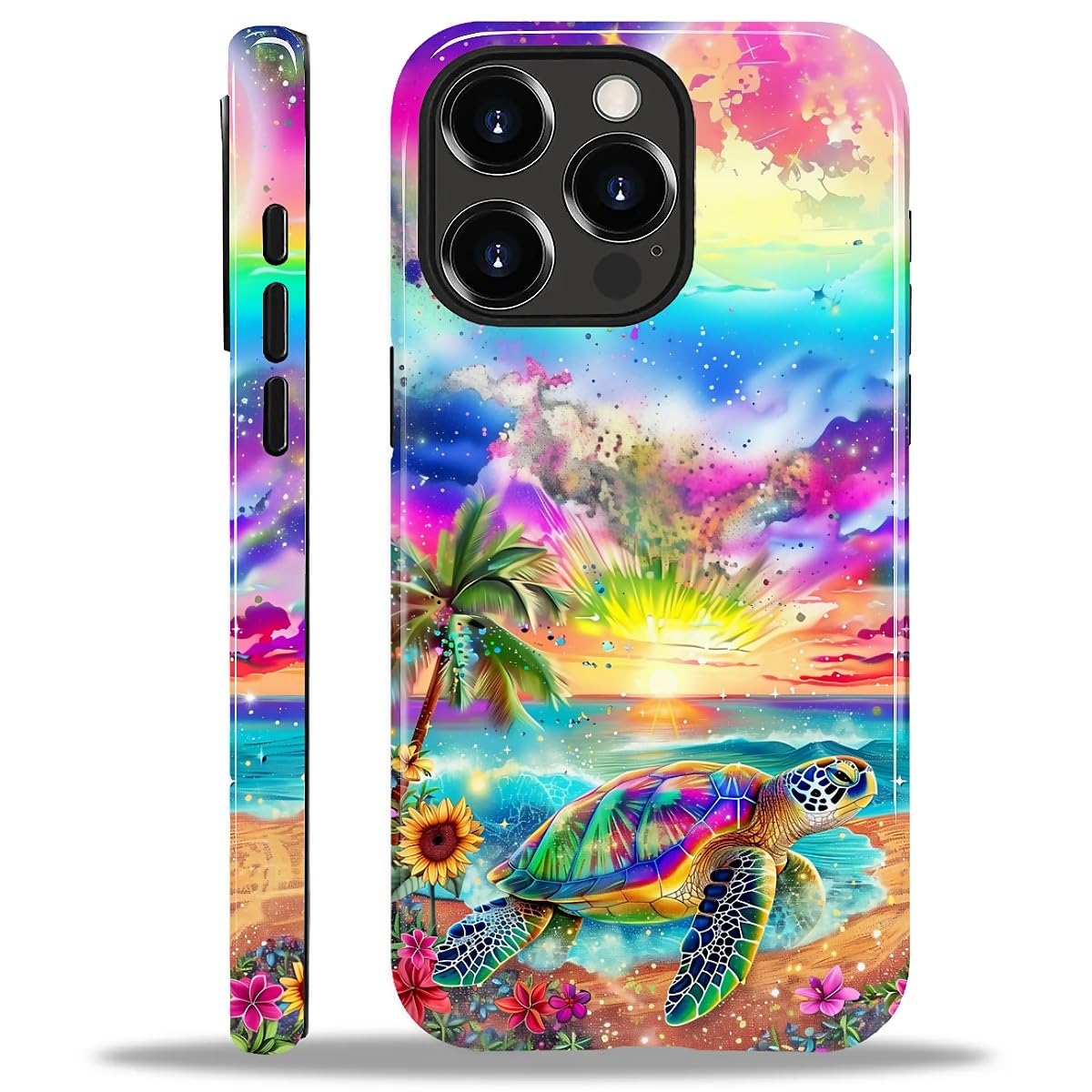 MQJCYB Compatible with iPhone 15 Pro Max Case - Hybrid Heavy Duty 2 in 1 Full Body Rugged Shockproof Protection Glossy Case for iPhone 15 Pro Max -