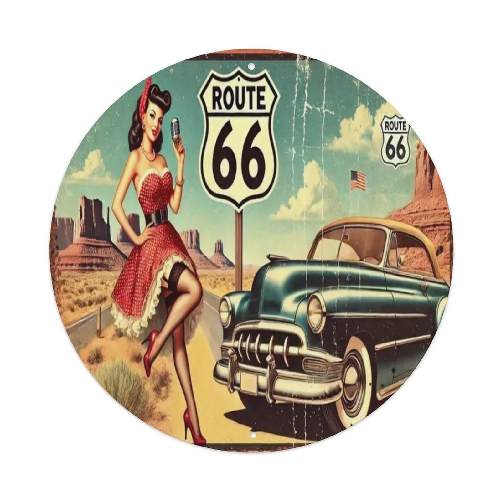 Gentinap Vintage Route 66. Tin Sign Metal Sign Home Bar Garden Wall Decor Metal Poster 8X8 Inch