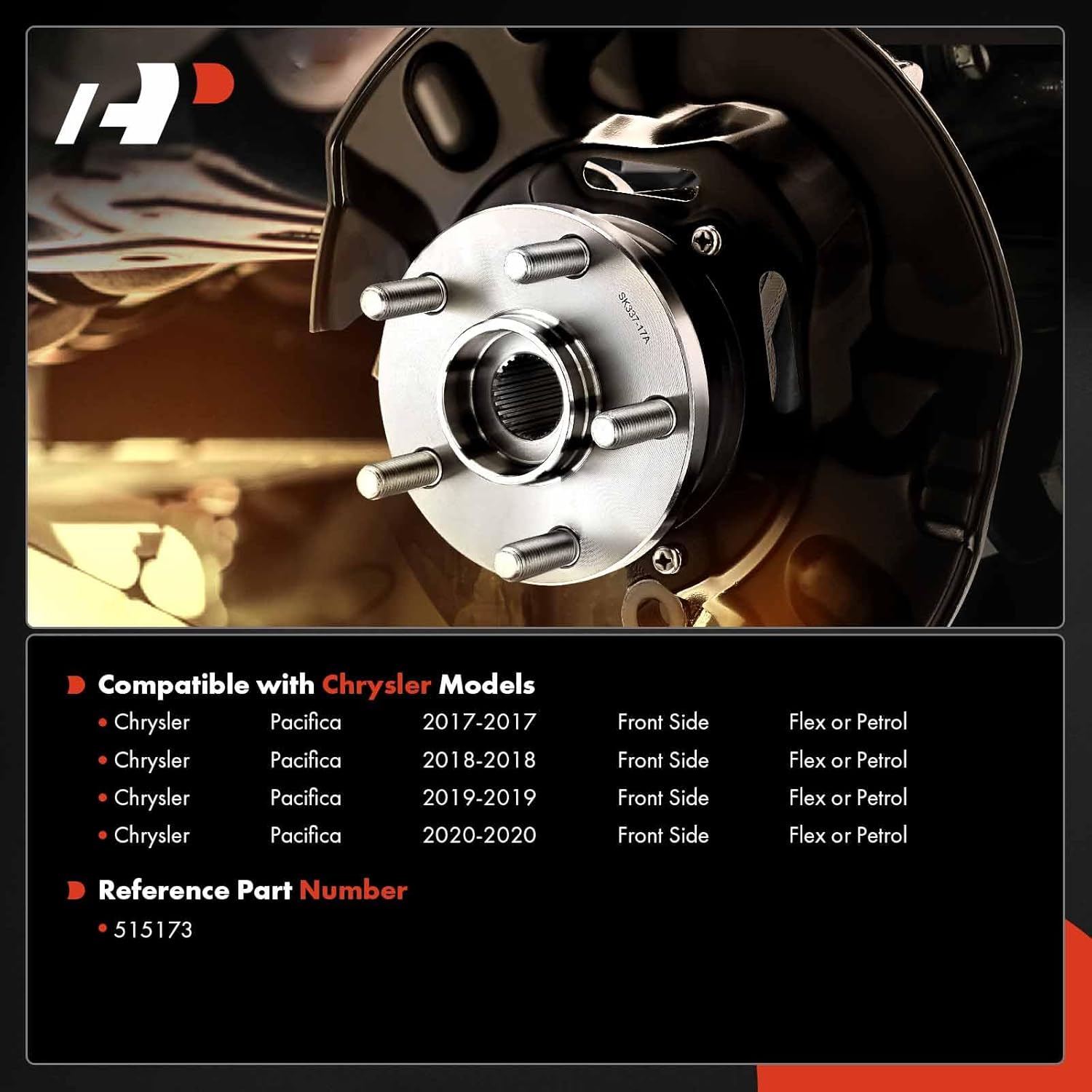 A-Premium Front Wheel Bearings and Hub Assembly Compatible with Chrysler Pacifica 2017 2018 2019 2020, w/ABS 5-Lug