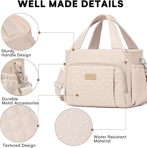 Miniatura 4 de Artelaris Bolsa de almuerzo para mujer, lonchera aislada para el trabajo, bolsa grande a prueba de fugas con bolsillos laterales y correa de hombro