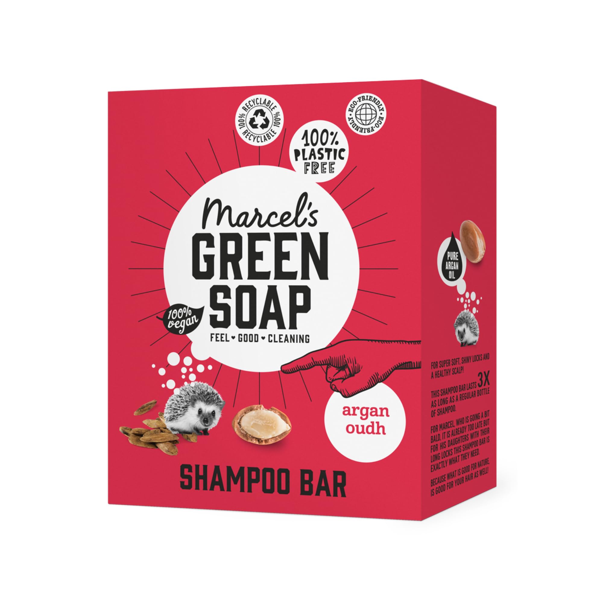 Marcel's Green Soap - Shampoo Bar Argan & Oudh - Microplastic-free formula - Vegan - 90 g