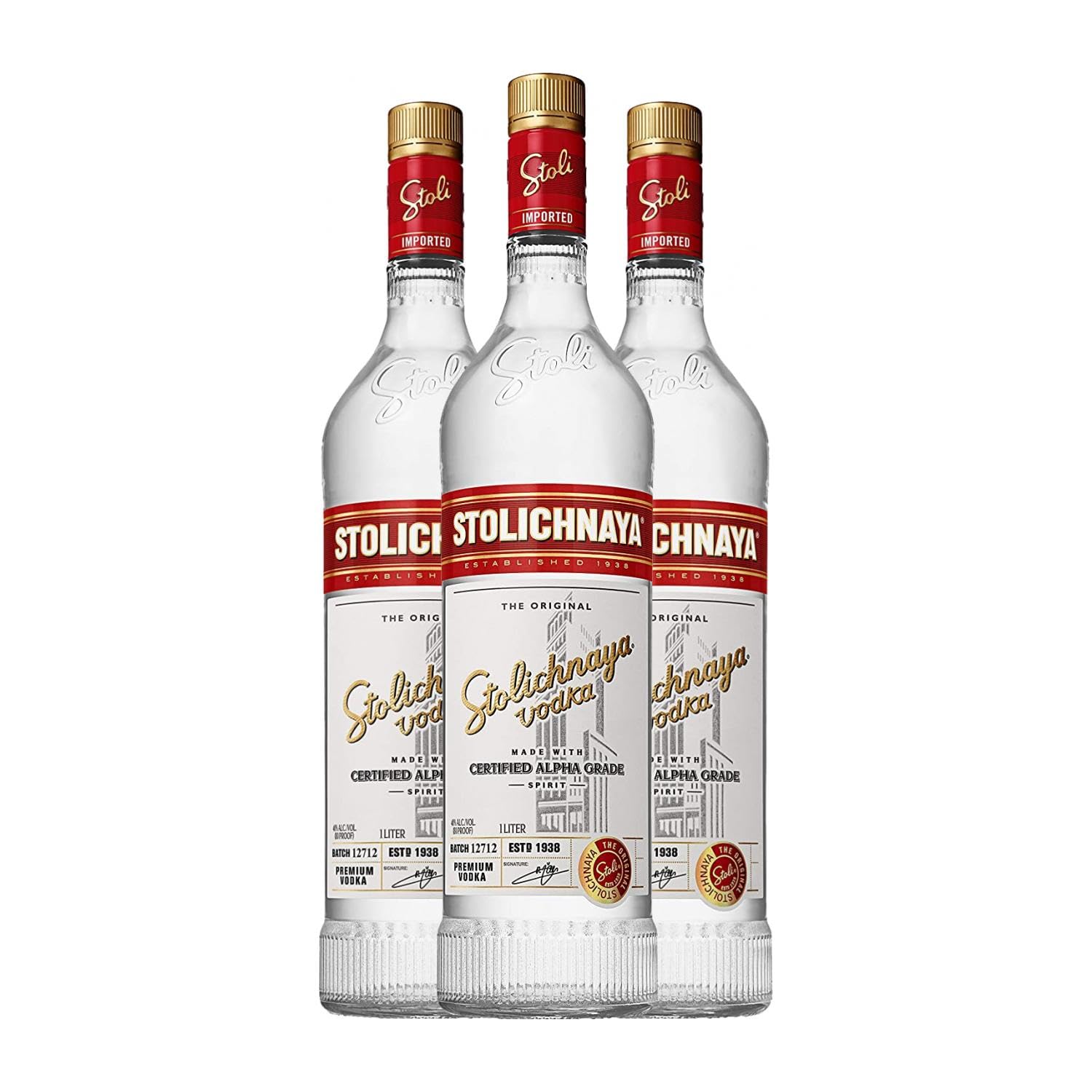 Vodka Stolichnaya Botella Misil 1 L (Caja de 3 Botella Misil de 1 L)