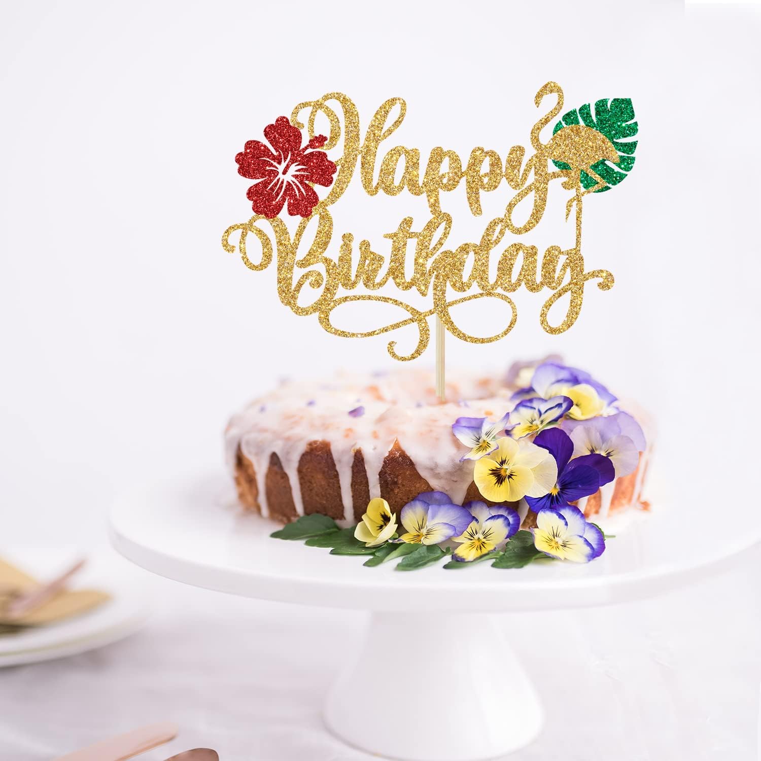 Adornos Para Cupcakes Con Purpurina De Flamenco Y Piña: Fiesta