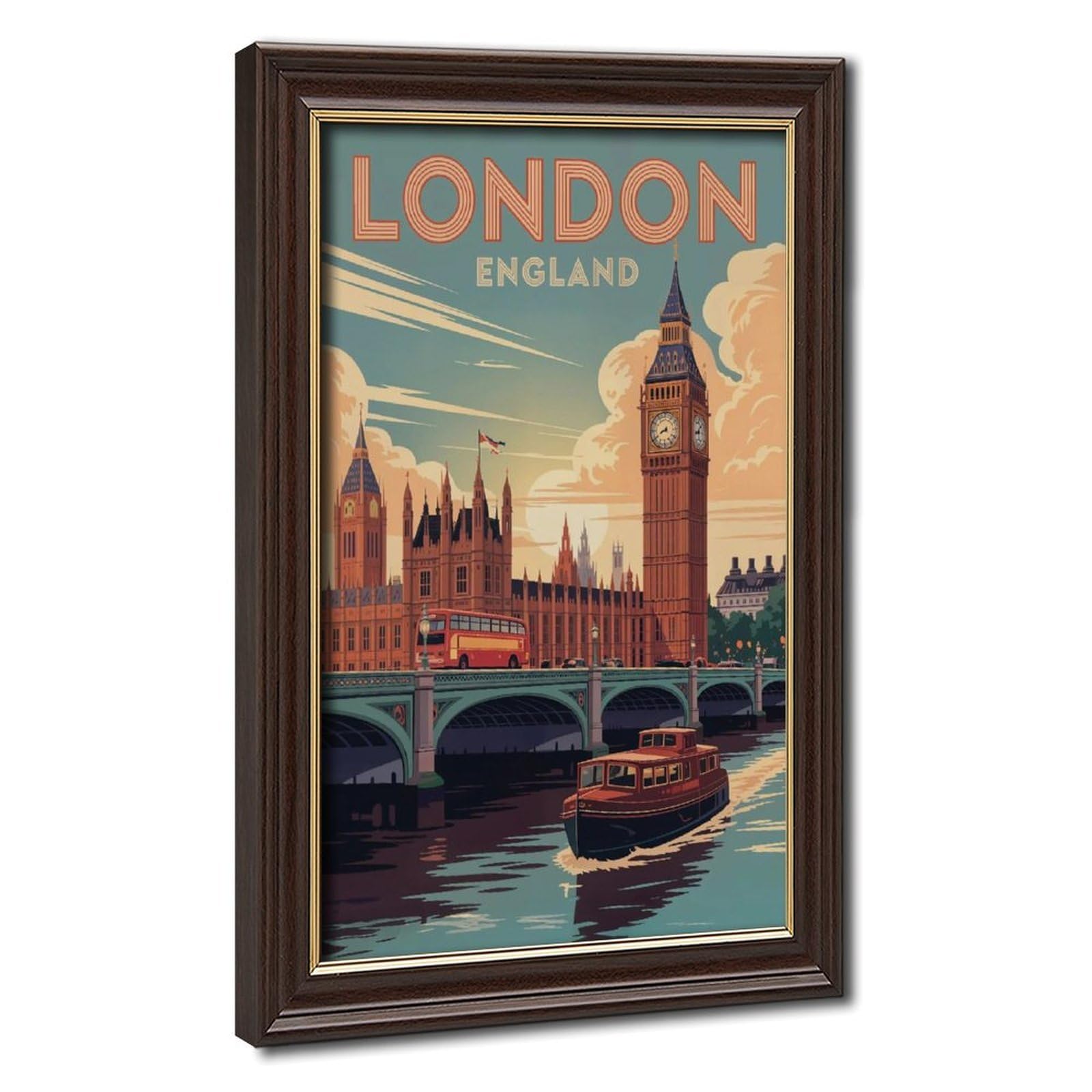 Bareronor Mokume Gane Frame-Style London Canvas Poster For Bedroom Decor Gift