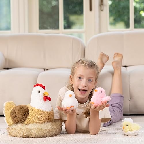 Vista 34 de Juego de 7 juguetes de peluche de dragón verde gigante de 21.7 pulgadas, animal de peluche con 4 bebés y 2 huevos, dinosaurios de peluche para niños