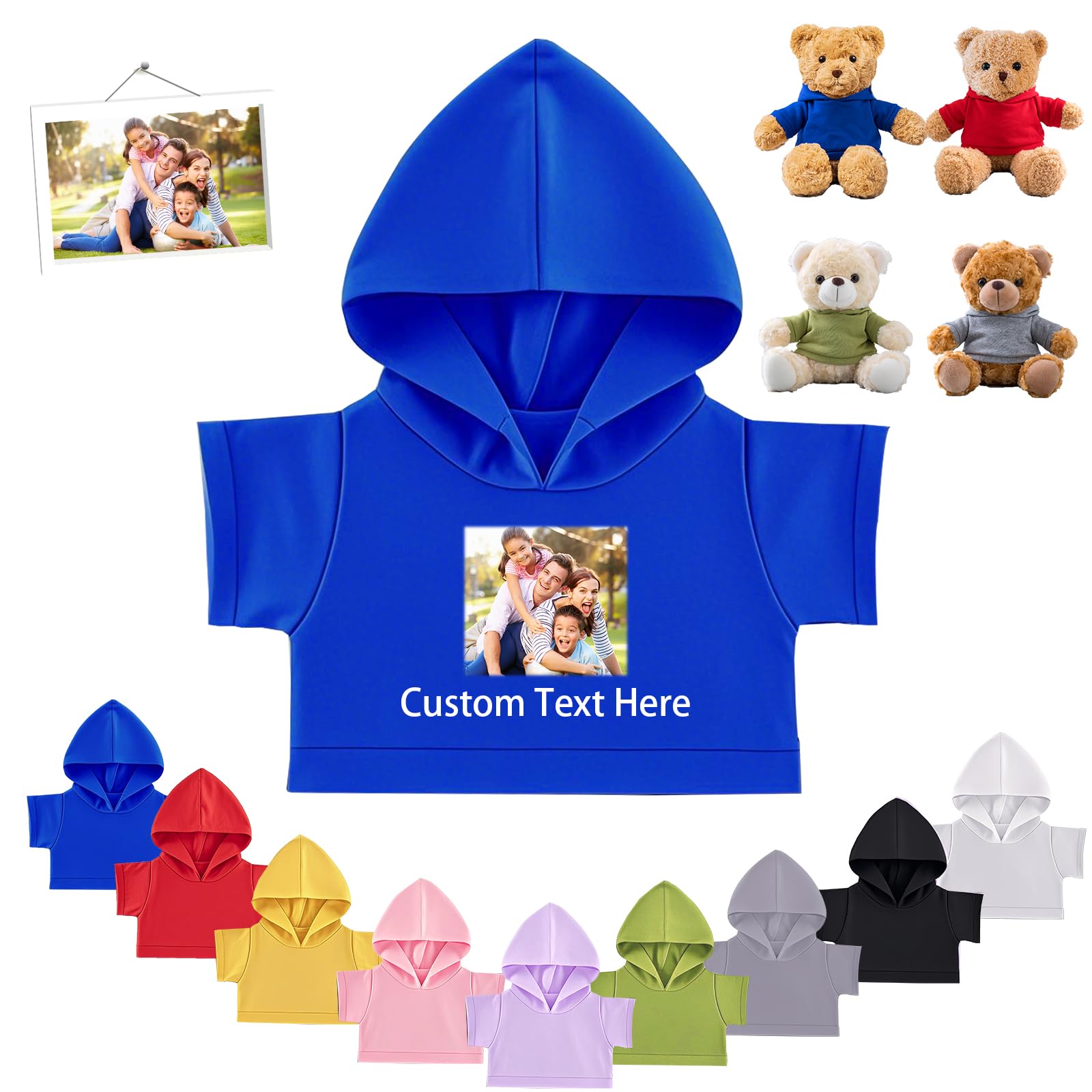 FAHOXUMR Personalised Teddy Bear Clothes with Photo Text, Custom Stuffed Animal Clothes Fit 8-16inch Stuffed Bear Clothing, Personalised Doll Clothing Make Your Own Plush Doll Shirt