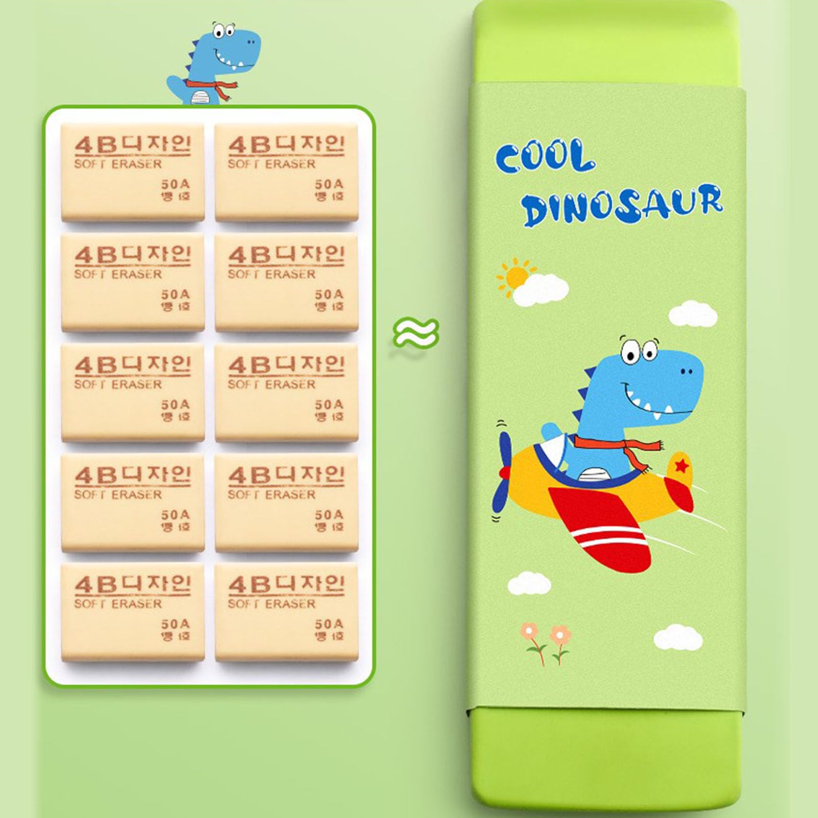 Set di 4 gomme per cancellare in classe, in gomma morbida, design minimo danni alla carta, grandi gomme da cancellare, cancelleria creativa, grande gomma da cancellare