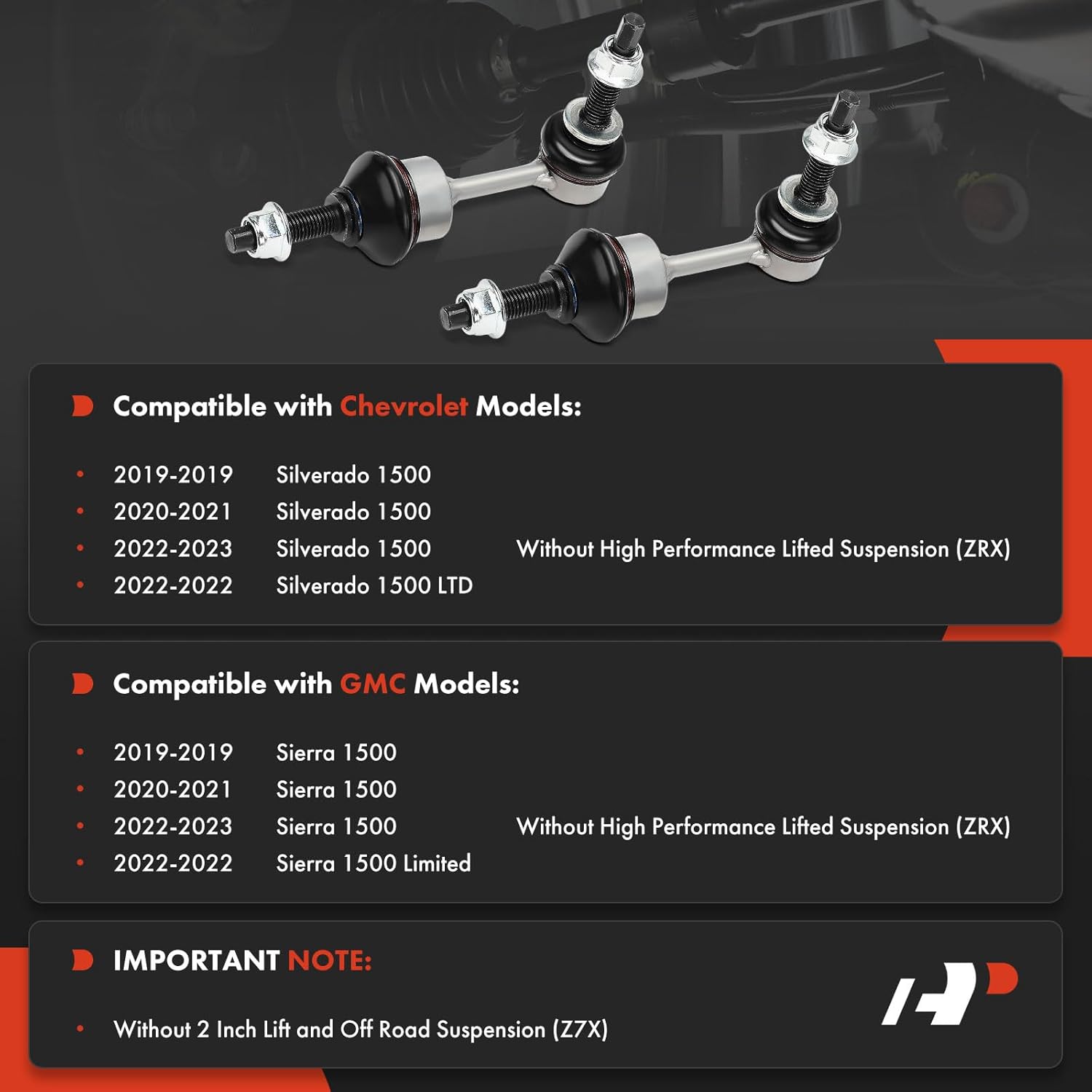 A-Premium 2 x Front Sway Bar Links Stabilizer Bar Links, Compatible with Chevrolet Silverado 1500 2019-2023, Silverado 1500 LTD 2022 & GMC Sierra 1500 2019-2023, GMC Sierra 1500 Limited 2022