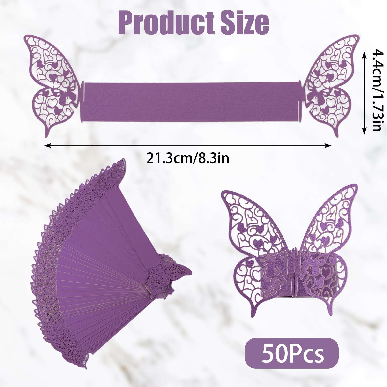 Lot De 10 Ronds De Serviette En Cuir Synthétique Motif Papillon Rouge - Pour Mariage, Fête, Décoration De Table