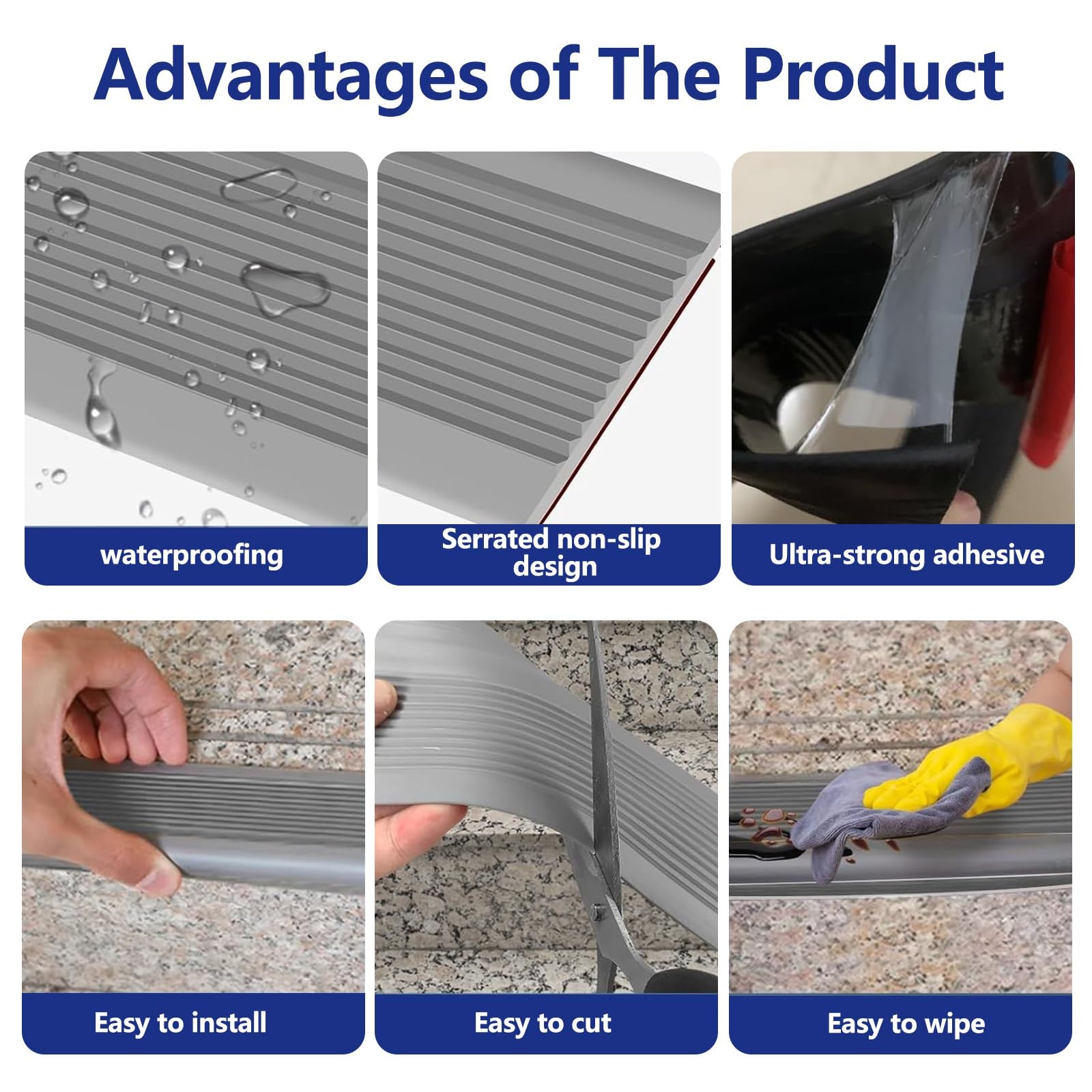 Borde De Escalera De Goma De PVC, Tira De Vinilo Autoadhesiva Antideslizante Para Escalera, Perfil De Borde De Escalera, Para Peldaños De Interior Y Exterior, Esquina De Gomma Para Cantos(Width 7cm Gr