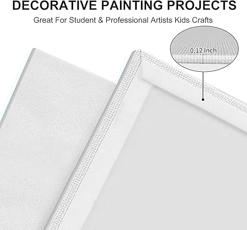 Miniatura 2 de Artkey Lienzos para pintar de 16 x 20 pulgadas, paquete de 6, 10 onzas, imprimado 100% algodón, blanco plano en blanco, paneles de lienzo de pintura