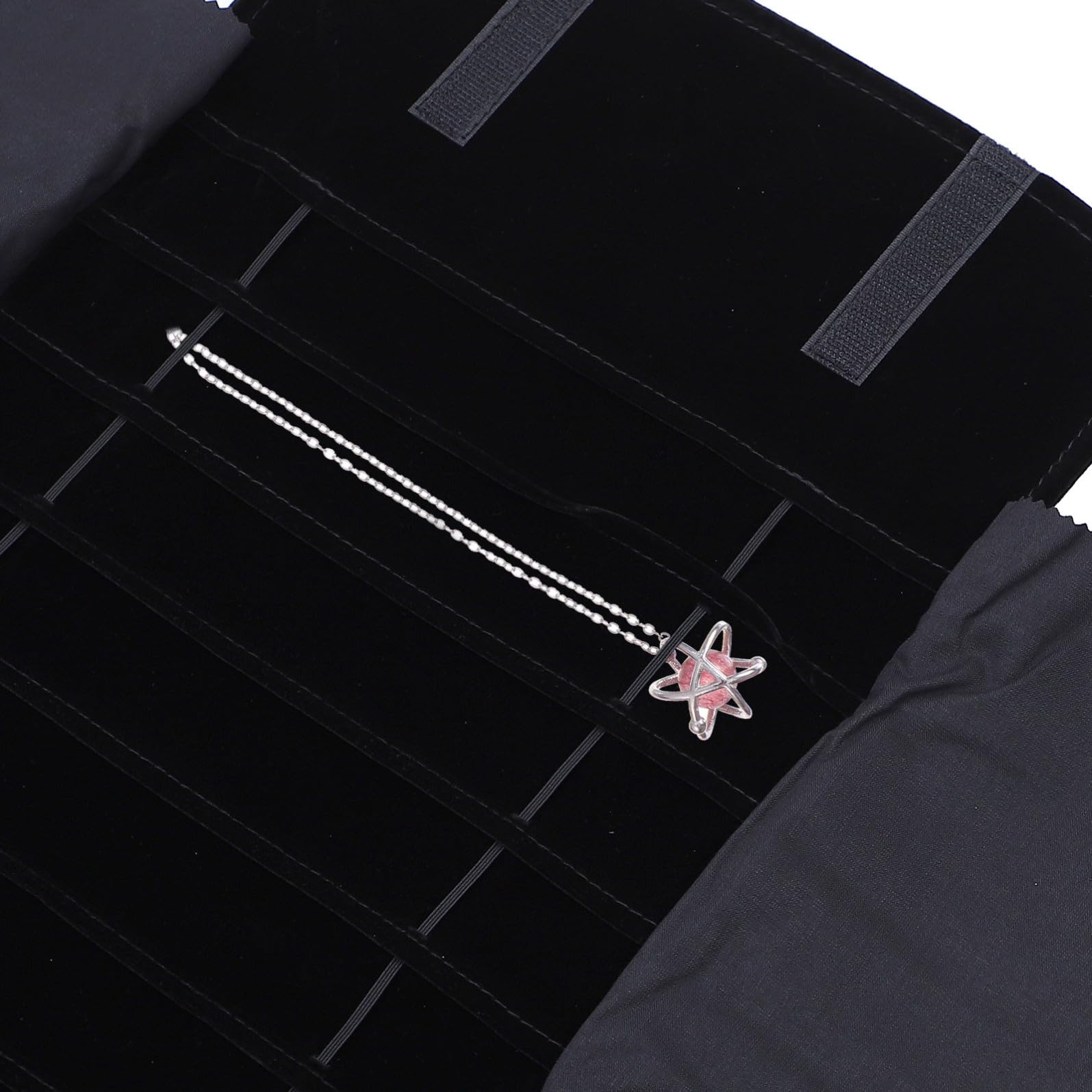 Abaodam Rotolo Porta Orologi e Braccialetti in Flanella Nera, Leggero e Compatto, Sacchetto Multifunzionale per Viaggio e Uso Quotidiano