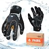 Vgo... 6Pairs 0℃ Winter Mechanic Gloves,Waterproof Heavy Duty Work Gloves3M Thinsulate Lining,Impact Vibration Reduction