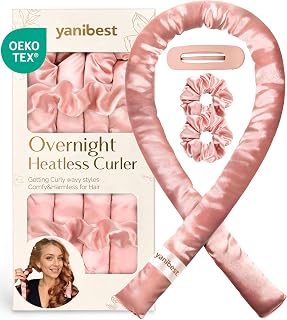Yanibest Super Soft Satin Heatless Curler Set, Overnight Hair Curler to Sleep in, No Heat Curling Rods, with Satin Scrunchies and Clip