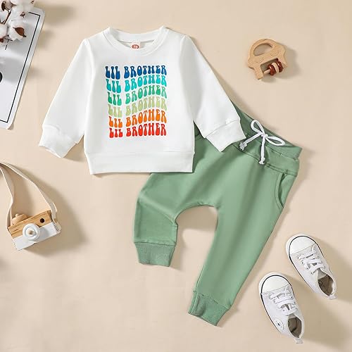 Miniatura 2 de Omkzanbi Big Brother Little Brother - Conjunto a juego con sudadera Big Brother y hermano menor, pantalón deportivo, ropa de otoño e invierno