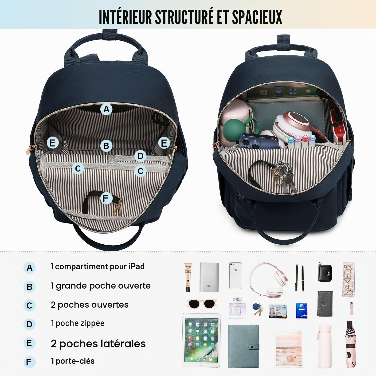 LOVEVOOK Petit Sac à Dos Femme Chic Mini Sac a Dos Feminin Elegant Leger Sacs à Main Portés Dos Femme Tendance Cartable Fille Backpack pour Voyage Loisir Collège