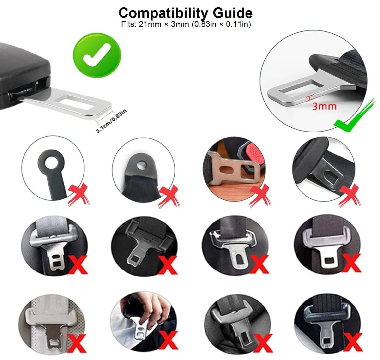 Accessoire de voiture, 36 cm / 14.2 pouces, boucle d'extension réglable, compatible avec 98% des marques de voitures (noir) - 4