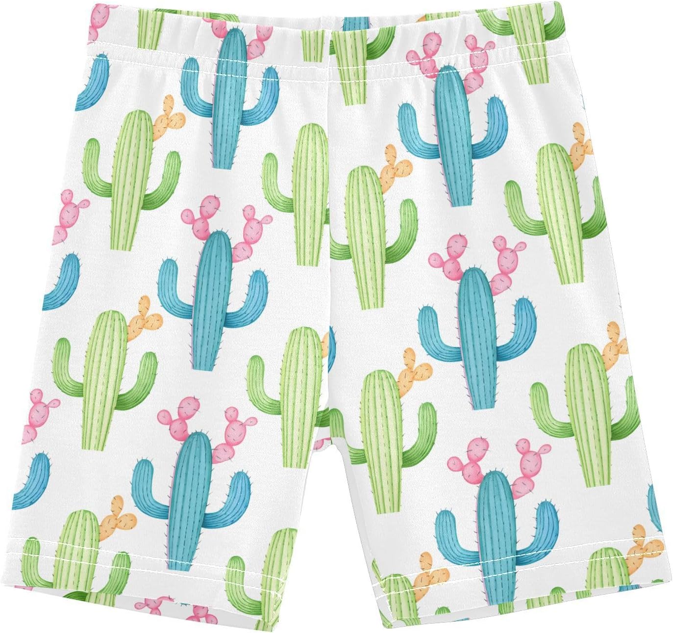 Cactus Flower Plant White Girls Bike Shorts Toddler Soft Cotton Active Under Dress Shorts