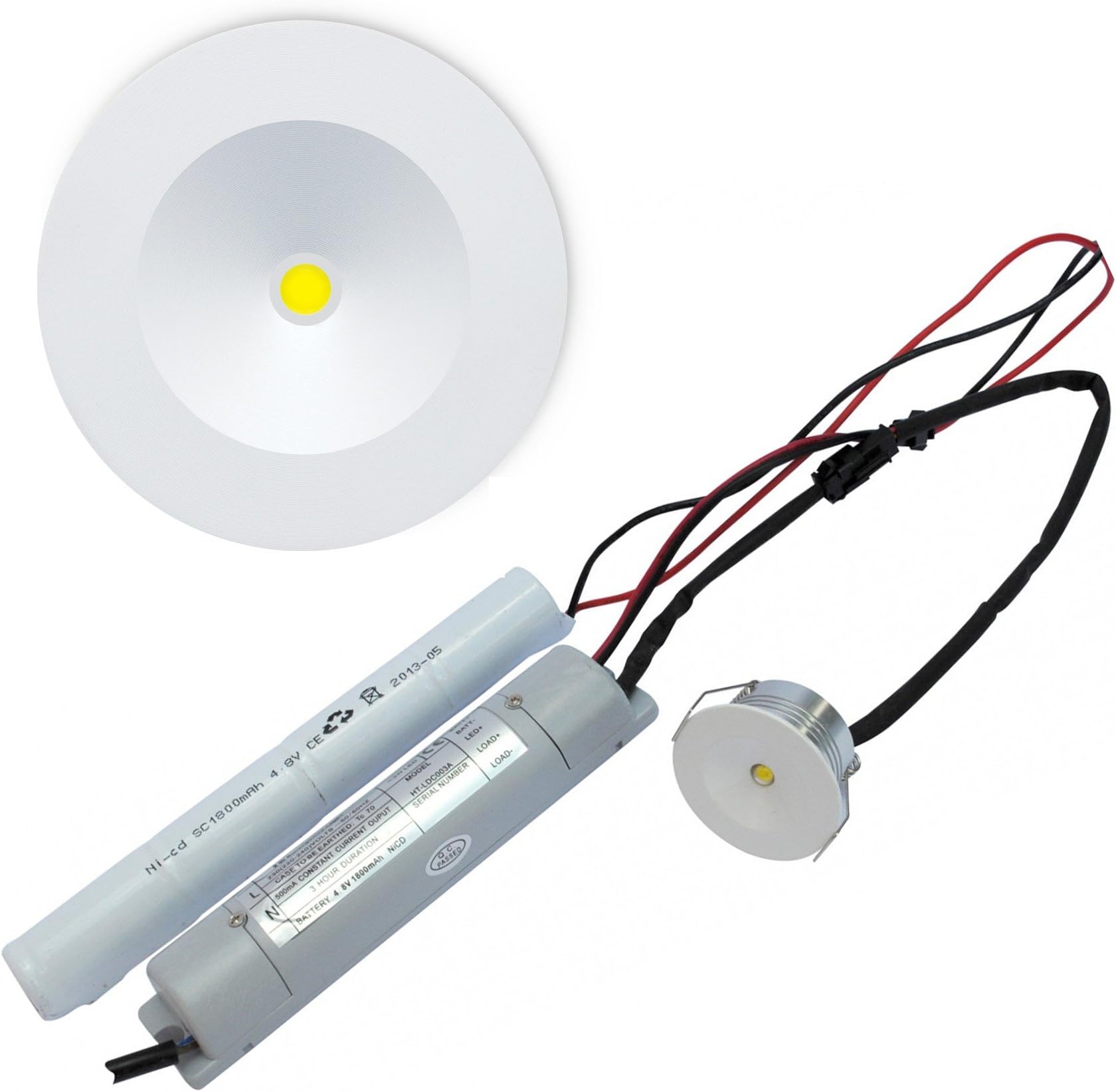 3W LED Non-Maintained Emergency Downlight 5500k Daylight White - IP20 rated - 33-35mm cutout - 3hr emergency duration
