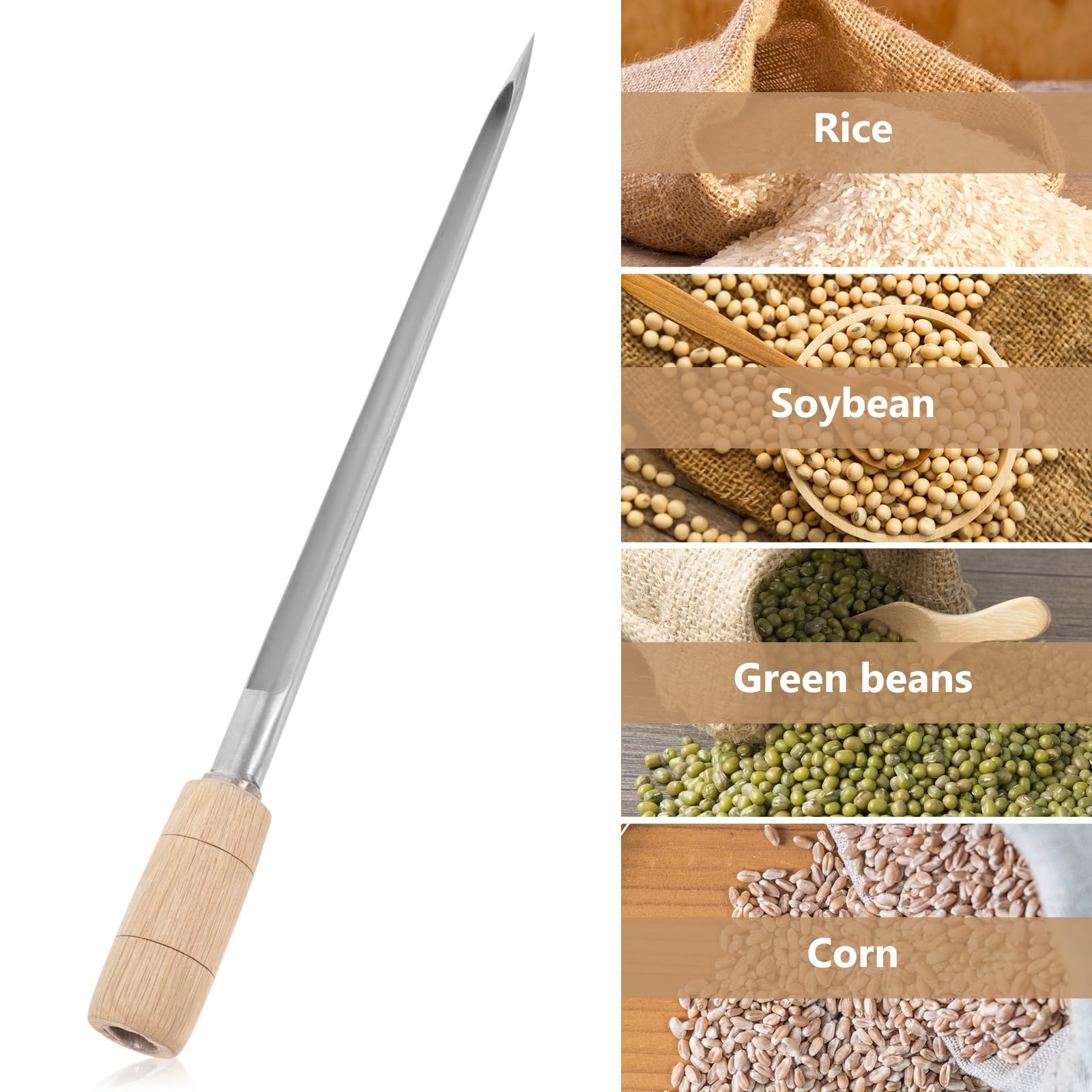 Happyyami Campionatore Di Cereali Metal Detector Tubo Per Il Campionatore Di Polveri Agricole Tubo Di Campionamento Rotante Acciaio Inossidabile Di Legno Particelle Di Polvere