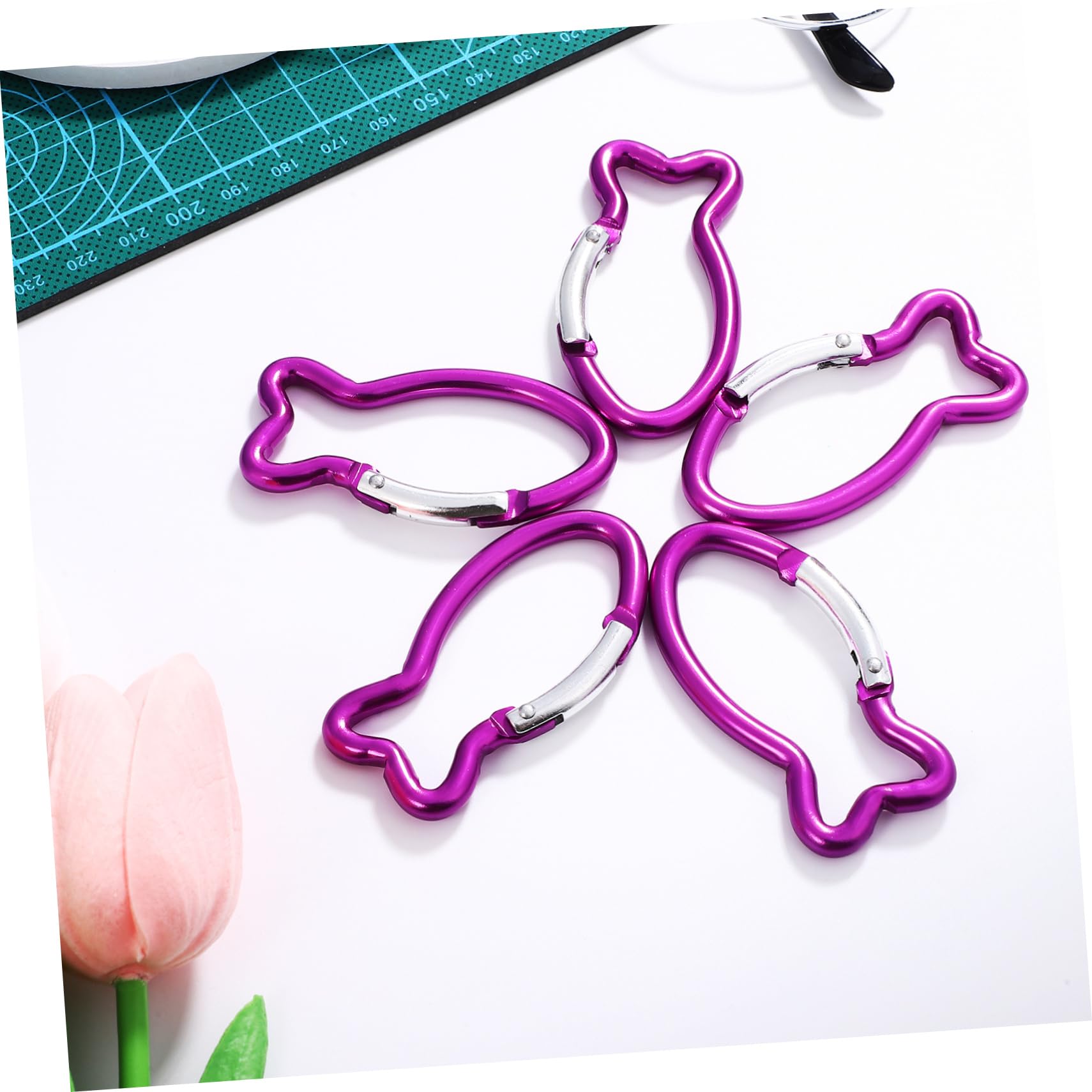 Mikikit Lot de 10 Carabiners en Aluminium Forme Poisson pour Porte-clés Robustes et Visibles, pour L'extérieur Camping