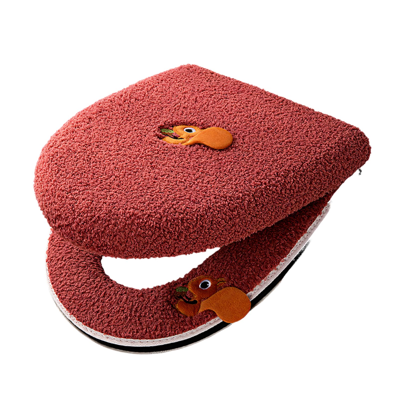 Yrohgkpn Red Toilet Seat And Lid Cover With Soft Handle For Winter Comfort And Easy Cleaning For Most Standard Toilets Cushioned Toilet Seat Covers For Bathroom
