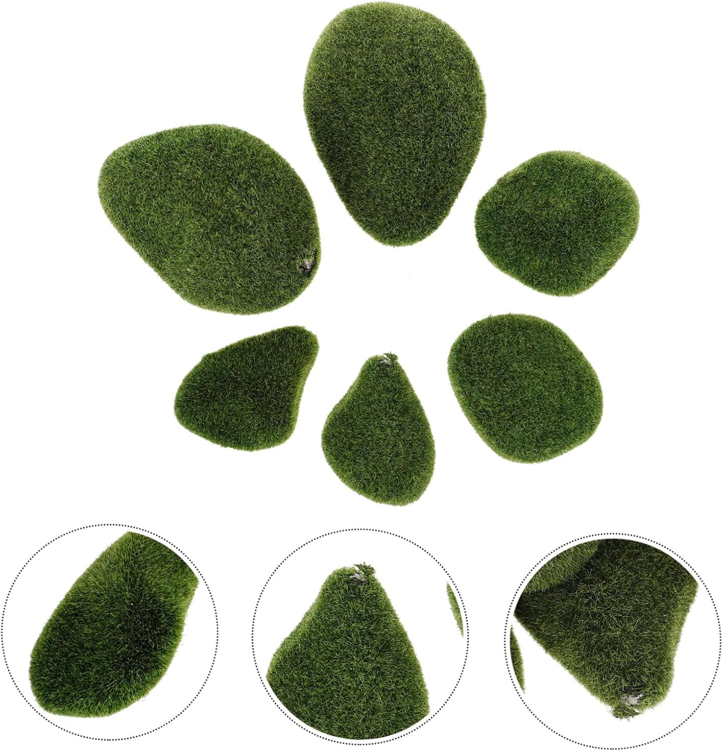 6Pcs Decorative Faux Moss Stones for Terrariums Simulated Moss Rock for Crafting Durable Artificial Garden Stone for Tabletop Decoration and Floral Arrangements