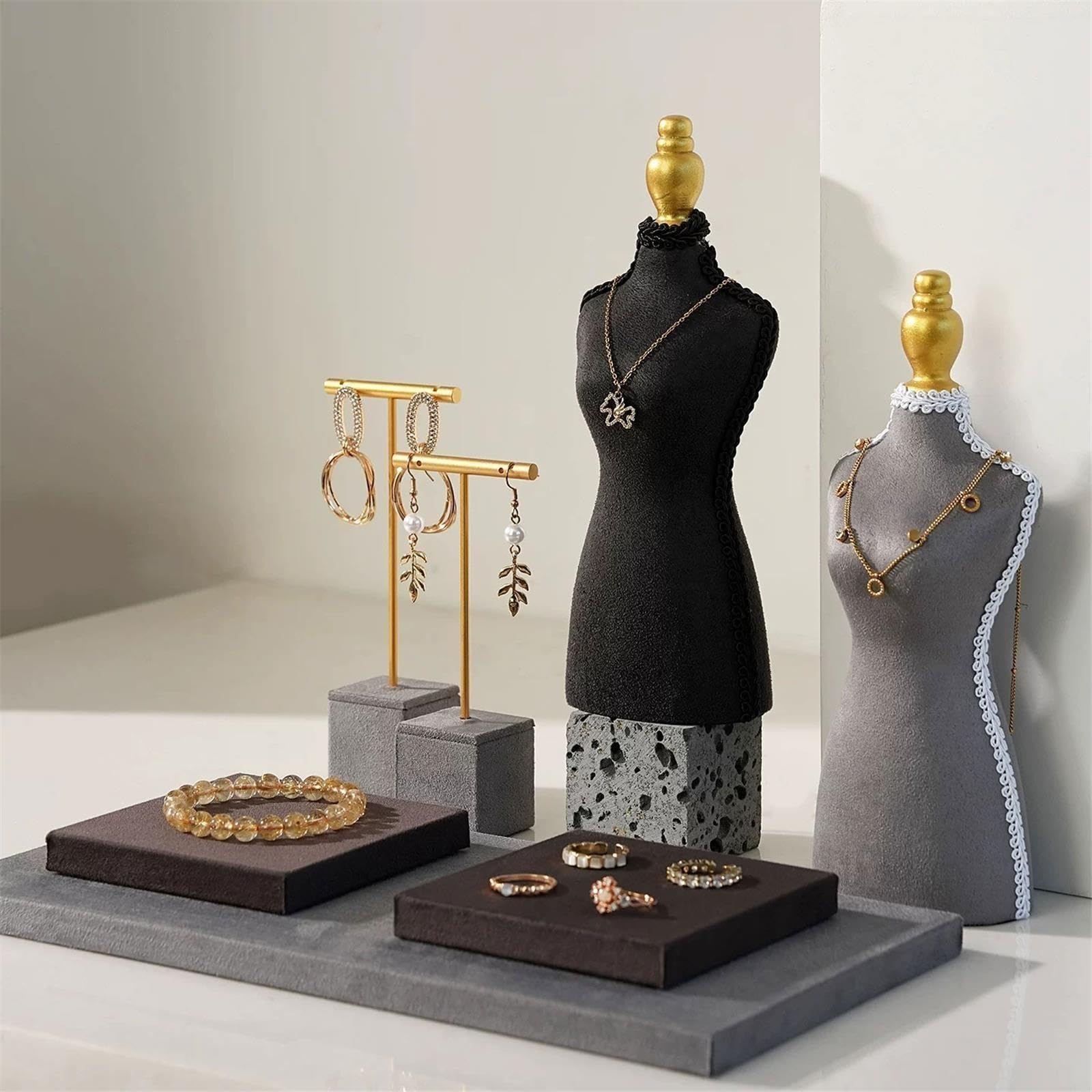 WZGWDC Soporte para presentación de joyería, 8 Uds., Busto de maniquí, Soporte para joyería, Conjunto de Soporte de exhibición