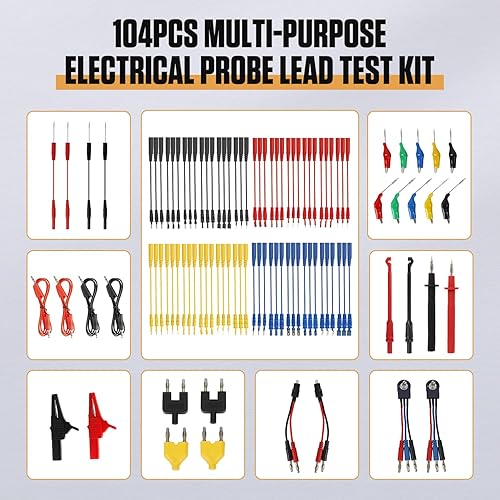 Miniatura 2 de Kit de cables de prueba de circuito automotriz, 104 piezas multímetro multifunción sonda eléctrica kit de prueba con estuche de transporte negro,