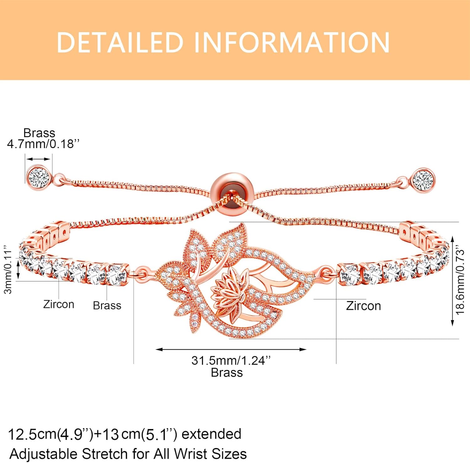 Lotus Flower Stretch Tennis Bracelet,for Women, Cubic Zirconia Yoga CZ Meditation Tennis Crystal Jewelry YA4802 - Image 3