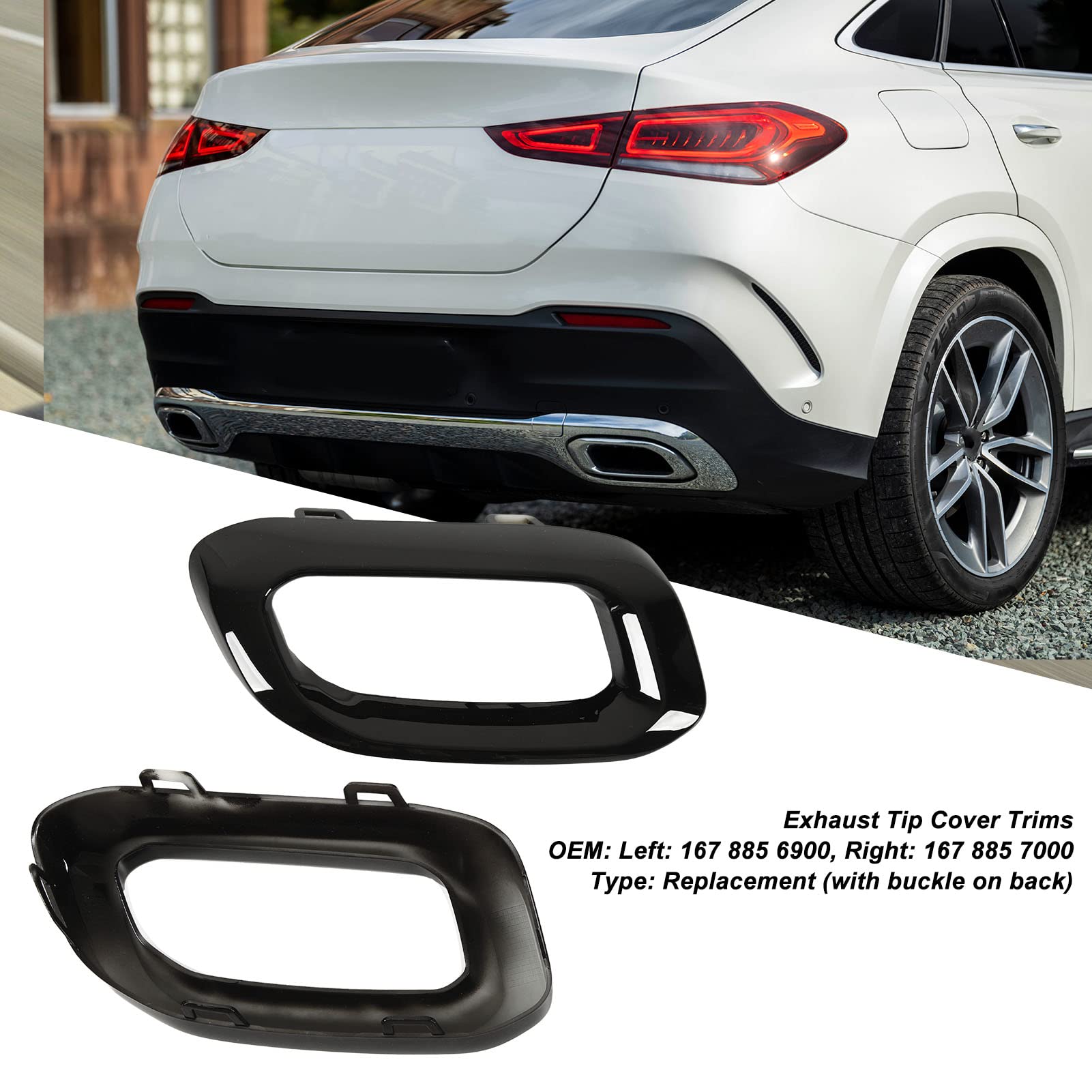 Embellecedor de la Cubierta del Tubo de la Punta de Escape, Embellecedor de la Cubierta de la Punta de Escape Ajuste del Bisel para GLC GLE GLS-Class X253 C253 W167 V167 C167 (Negro brillante)